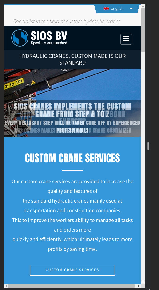 SIOS Cranes mobile view